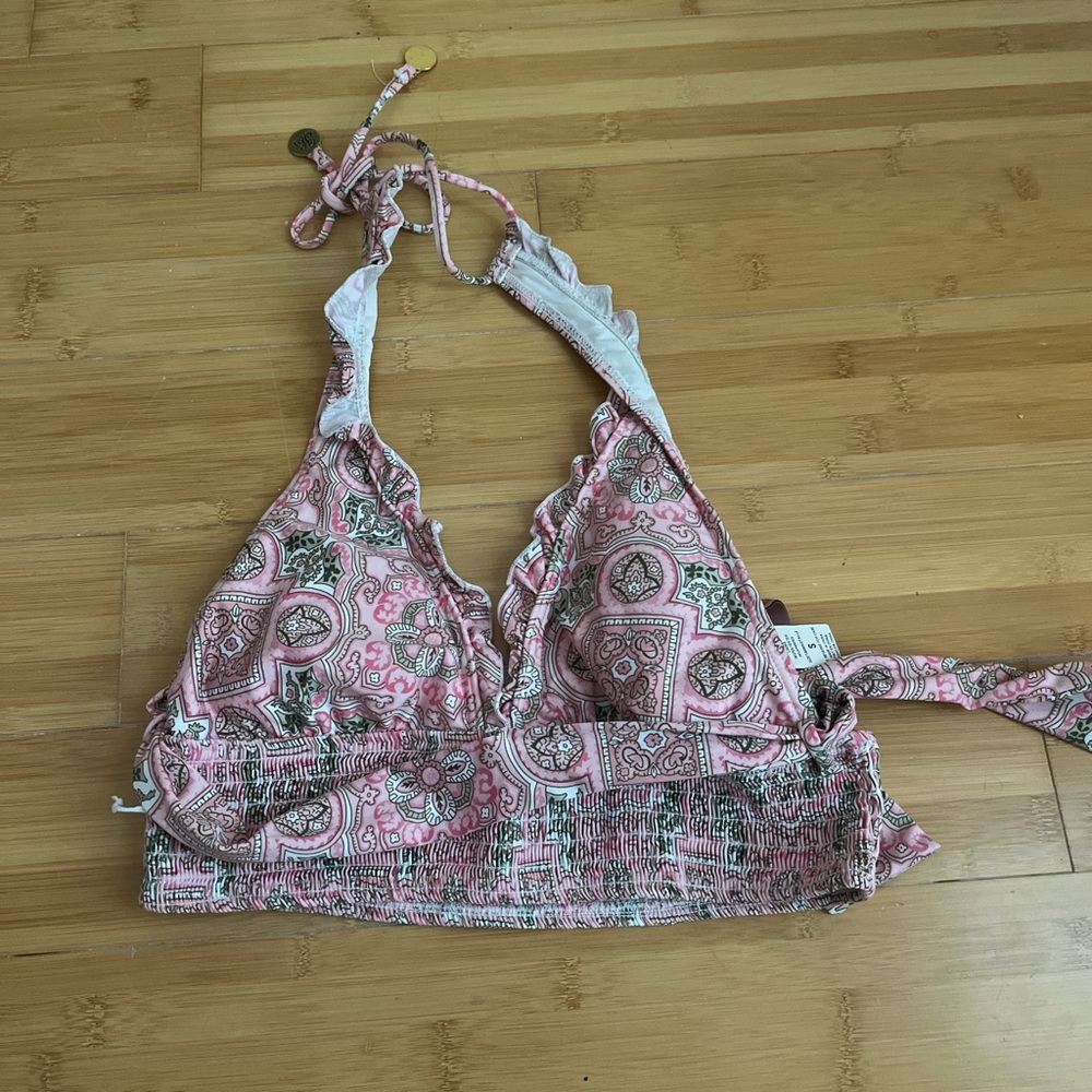 Vintage Juicy Couture halter neck pink patterned bikini top